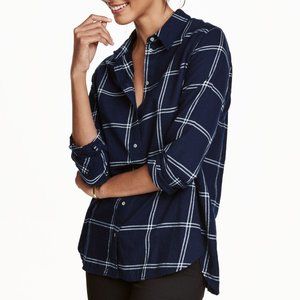 Like NEW H&M Flannel Shirt Dark Blue/Checked Sz 2
